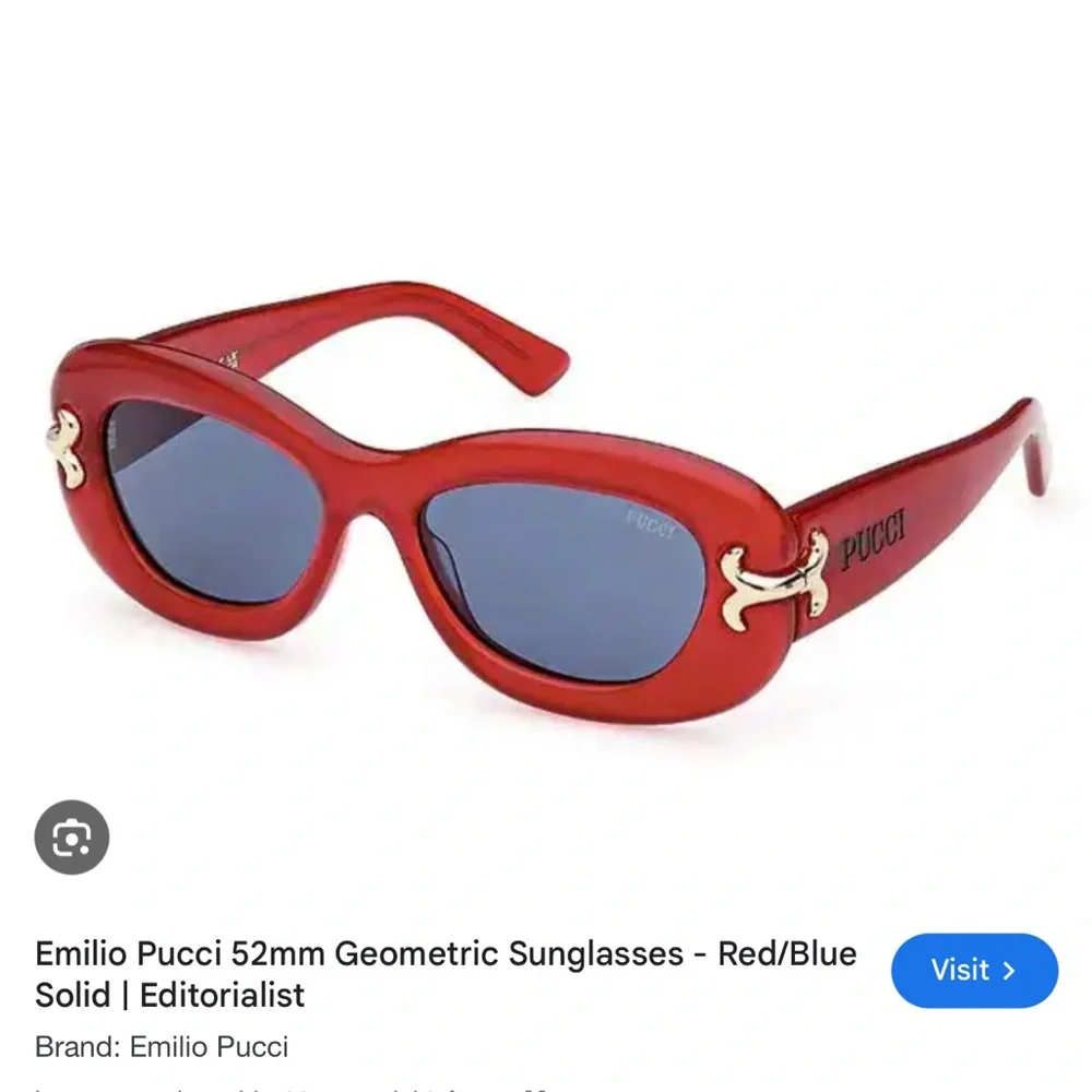 Emilio Pucci Red and Blue Geometric Sunglasses - Picture 1 of 4